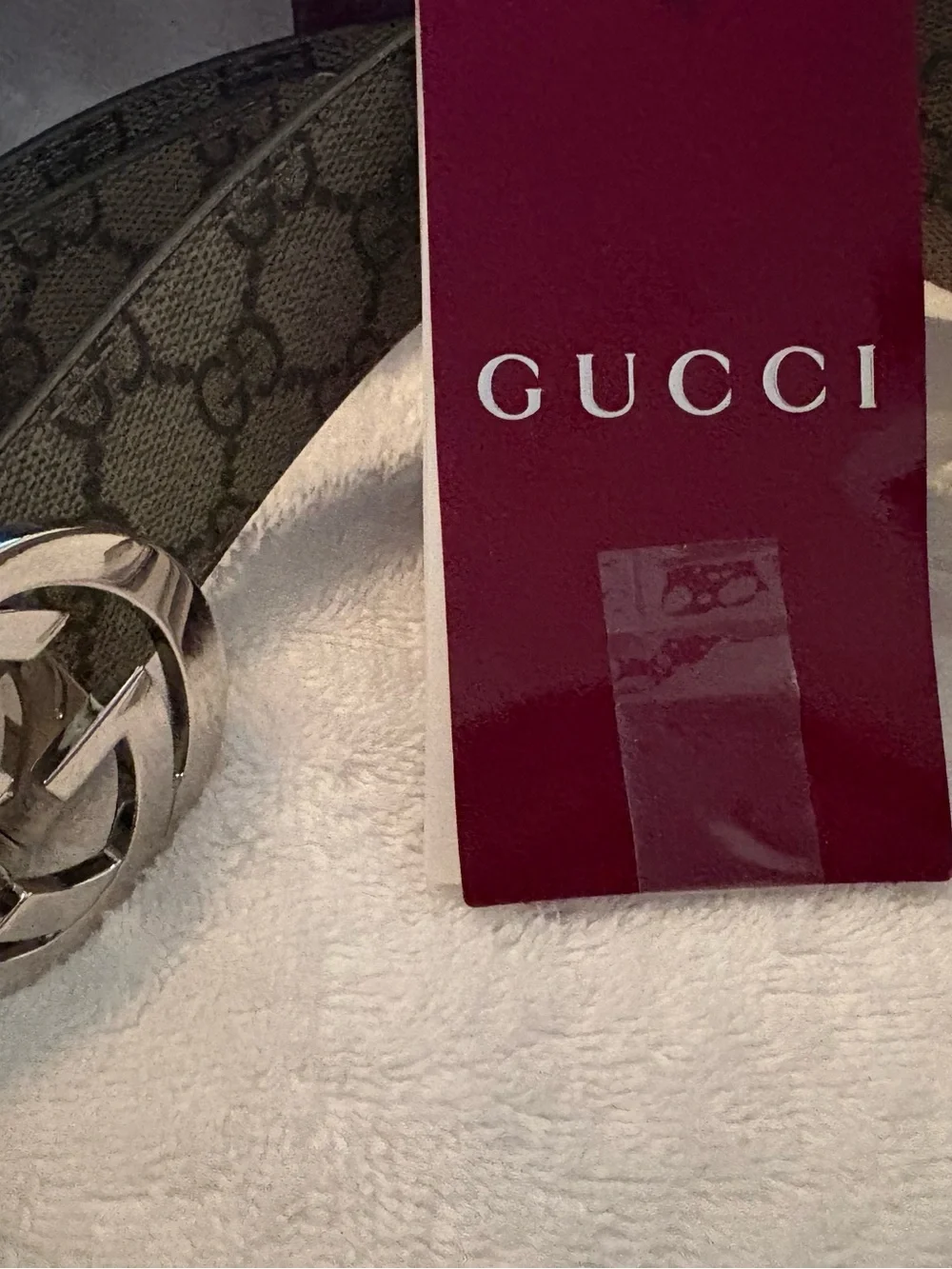 Gucci GG Monogram Belt in Beige with Black Reverse and Silver Buckle